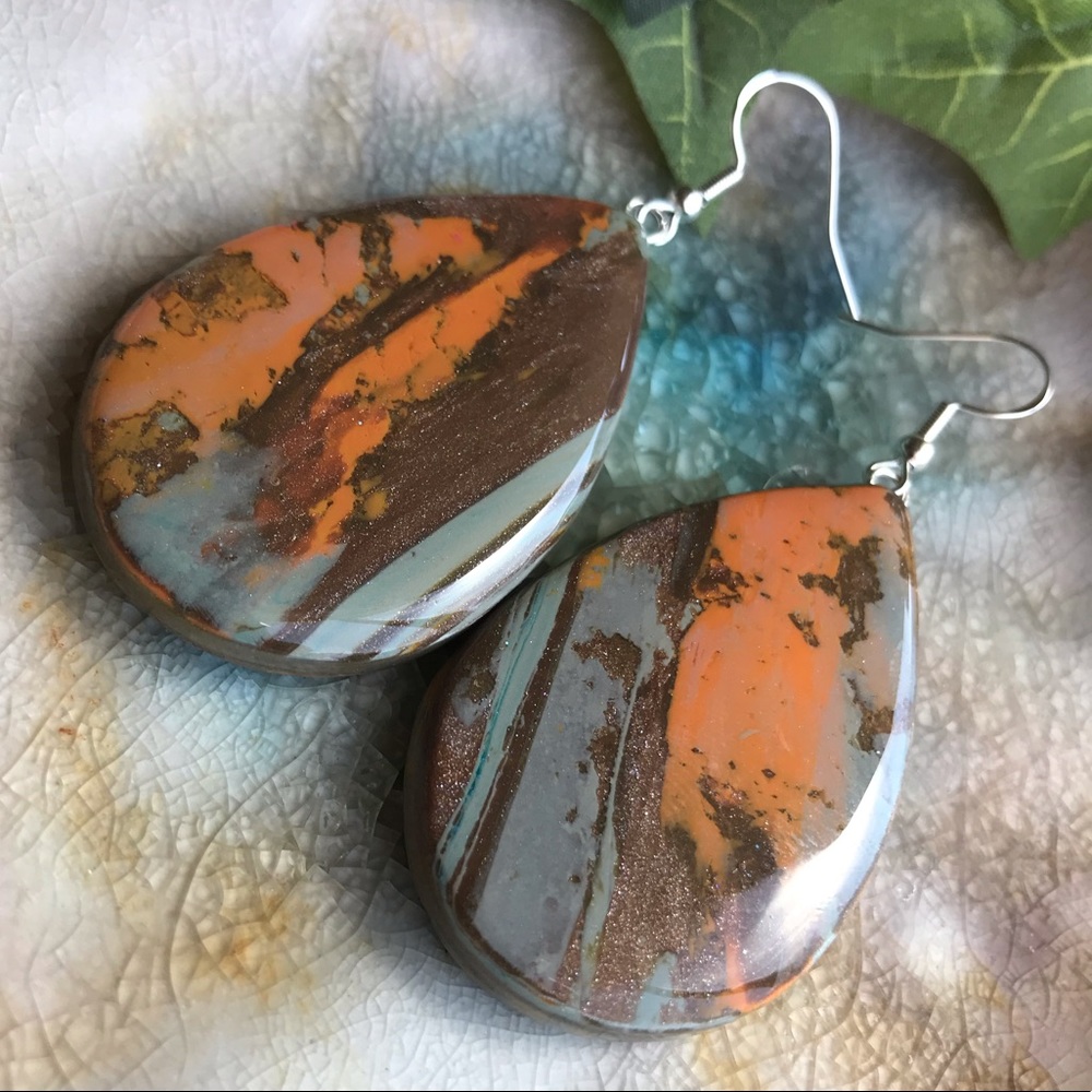 Handmade Polymer Clay Teardrop Earrings